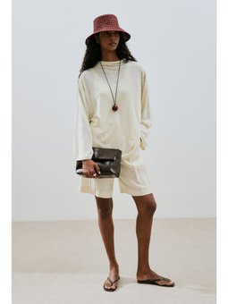 Keten Karışımlı Bej Bluz