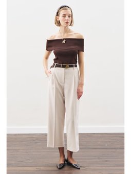 Pile Detaylı Düz Kesim Bej Pantolon