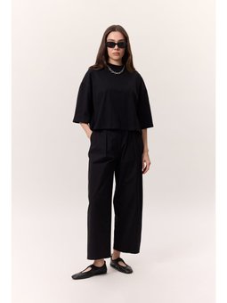 Pileli Gabardin Siyah Pantolon