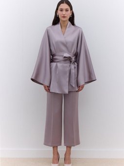 Saten Düz Paça Vizon Pantolon