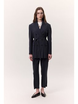 Tencel Pileli İndigo Pantolon