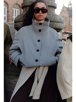 Trenç Tarz Bomber Mavi Ceket