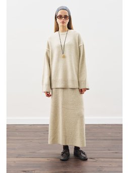 Triko Kloş Bej Etek