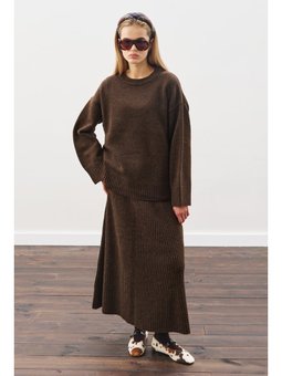 Triko Kloş Kahverengi Etek