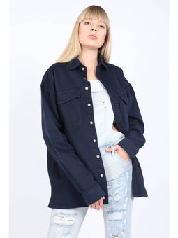 Oversize Jean Lacivert Gömlek