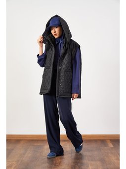 Geniş Kalıp Kapitone Şişme Siyah Yelek