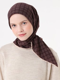 Fort Acı Kahve Eşarp Kutu Desen