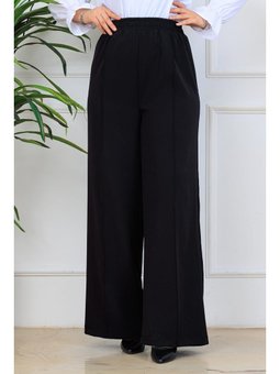 Önü Dikiş Detaylı Dabıl Siyah Pantolon