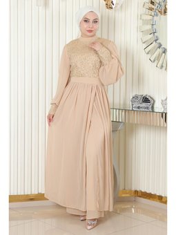 Pulpayetli Şifon Takım Gold