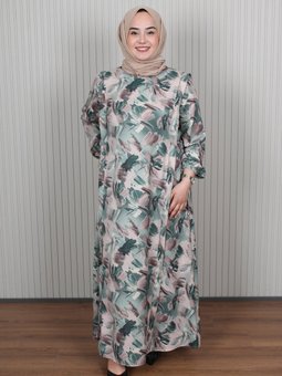 Desenli Yeşil Elbise
