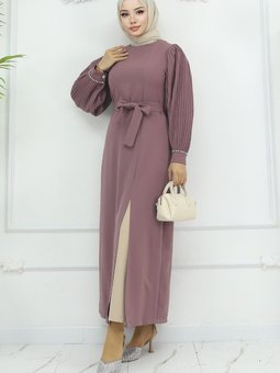 Gül Kurusu Piliseli Yırtmaçlı İkili Takım