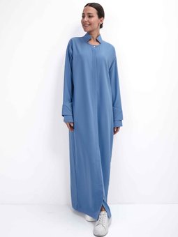 Gizli Düğmeli Çıtçıtlı Viskon Ferace Mavi