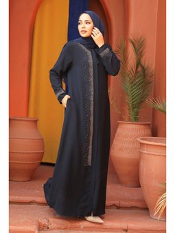 Boncuk Detaylı Lacivert Abaya 26331l