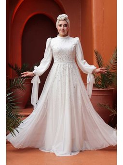 Boncuk İşlemeli Beyaz 5283b