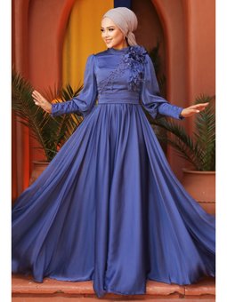 Çiçek Detaylı Sax Mavisi 21960sx