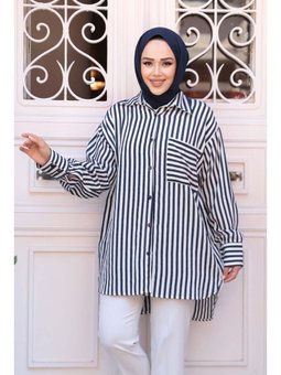 Çizgili Lacivert Gömlek 10469l