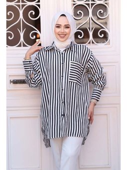 Çizgili Siyah Gömlek 10469s