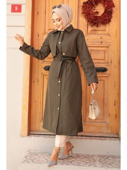 Düğmeli Haki Trençkot 62131hk