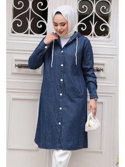 Düğmeli Lacivert Kot Kap 7041l