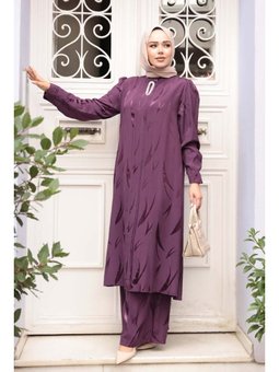 Jakarlı Mürdüm İkili Takım 76672mu