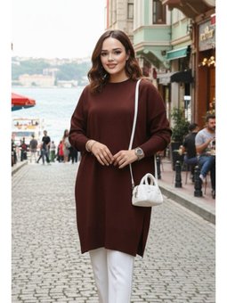 Kahverengi Triko Kazak Tunik 17203kh2