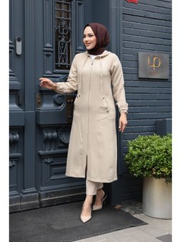 Kapüşonlu Bej Kap 539bej