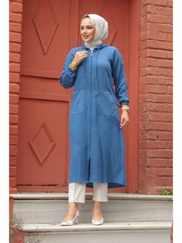 Kapüşonlu İndigo Mavisi Kap 511ım