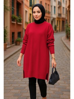 Kırmızı Kazak Tunik 17203k