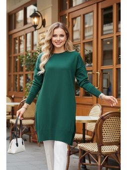 Zümrüt Yeşil Tuniki Triko Kazak Tunik 17203zy2