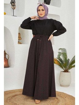 Denim Mevlana Düğmeli Etek Mürdüm