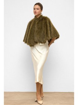 Kısa Suni Kürk Panço Haki