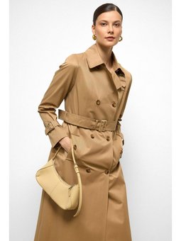 Kruvaze Gömlek Yaka Omuzu Kemer Aksesuarlı Su İtici Özellikli Trençkot K. Kamel