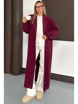 Uzun Salaş Triko Mürdüm Hırka