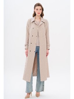 Yakası Detaylı Kapitone Desenli Hafif Kap Taş