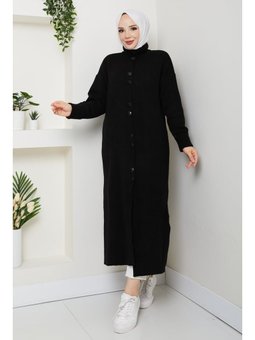 Düğme Kapamalı Boğaz Detaylı Triko Hırka