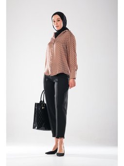 2293_ Scuba Kumaş Yüksek Bel Nervür Detaylı Havuç Gizli Fermuarlı Şık Pantolon