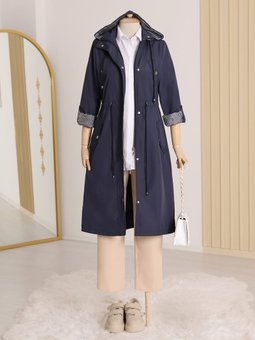 Astarı Çizgili Laci Trençkot