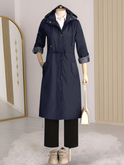 Astarı Çizgili Laci Trençkot