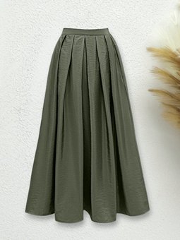 Beli Lastiki Piliseli Paraşüt Haki Etek