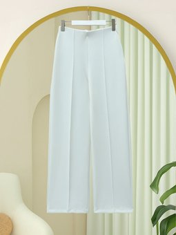 Bol Paça Çimalı İki İp Penye Beyaz Pantolon