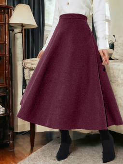 Fermuarlı Kaşe Çan Bordo Etek