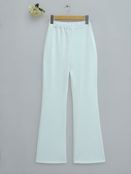 İthal Kumaş İspanyol Paça Beyaz Pantolon