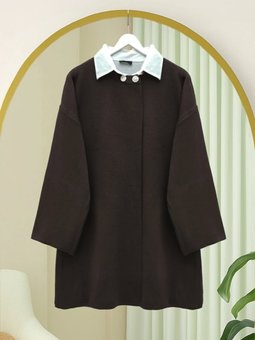 K. Kahve Çift Düğmeli Salaş Triko Panço