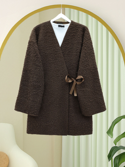 K. Kahve Yandan Bağlamalı Buklet Kimono