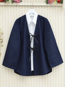 Laci Önü Bağcıklı Oval Kesim Kaşe Kimono