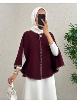 Mürdüm Çoban Dikişli Cepli Kaşe Panço