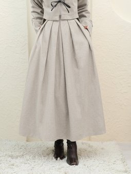 Pileli Fermuarlı Kaşe Taş Etek