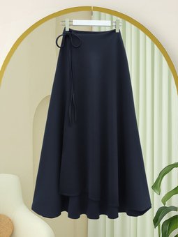 Yandan Bağlama Detaylı Katlı Fermuarlı Scuba Laci Etek