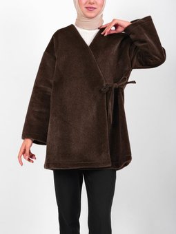 Yandan Bağlamalı Kürklü Toprak Ceket