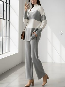 Yarım Boğazlı Triko Gri Takım